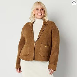 Worthington X Jason Bolden Womens Plus Long Sleeve Cardigan